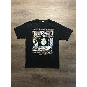 Vintage Y2K 2009 Michael Jackson Memorial RIP Graphic T Shirt Size M Pop Music